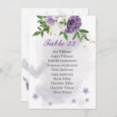 紫色の花の緑のシーティングチャートカード エンクロージャーカード (正面/裏面)