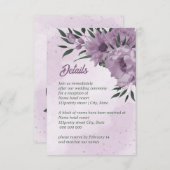 紫色の花の緑の植物結婚の エンクロージャーカード (正面/裏面)