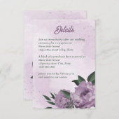 紫色の花の緑の植物結婚の エンクロージャーカード (正面/裏面)