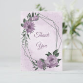 紫色の花の緑の植物結婚の サンキューカード (スタンド正面)