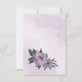 紫色の花の緑の植物結婚の サンキューカード (裏面)