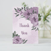紫色の花の緑の植物結婚の サンキューカード (スタンド正面)