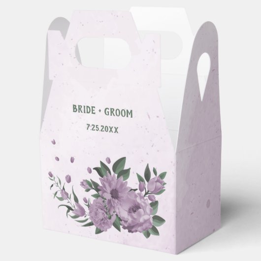 紫色の花の緑の植物結婚の フェイバーボックス (オープン)