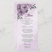 紫色の花の緑の植物結婚の メニュー (正面/裏面)