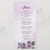 紫色の花の緑の植物結婚の メニュー (正面/裏面)