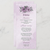 紫色の花の緑の植物結婚の メニュー (正面/裏面)