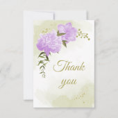 紫色の花の緑の植物 サンキューカード (正面)
