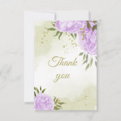 紫色の花の緑の植物 サンキューカード (正面)