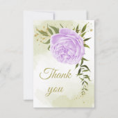 紫色の花の緑の植物 サンキューカード (正面)