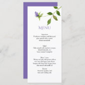 紫色の花の緑の花のメ離れニュー・カード メニュー (正面/裏面)