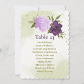 紫色の花の緑の葉座席チャートカード 招待状 (正面)