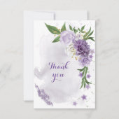 紫色の花の緑の金ゴールド サンキューカード (正面)