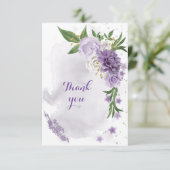 紫色の花の緑の金ゴールド サンキューカード (スタンド正面)