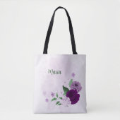 紫色の花の緑 トートバッグ (正面)