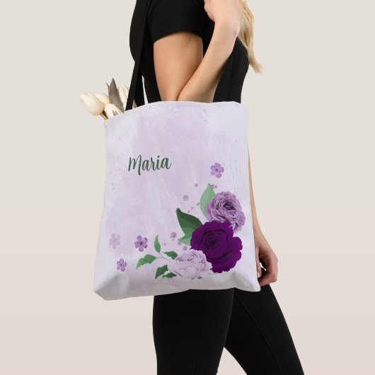 紫色の花の緑 トートバッグ (クローズアップ)