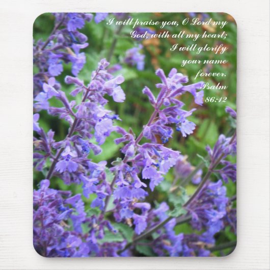紫色の花の聖なる書物、経典のマウスパッド マウスパッド (正面)