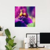 紫色の花の花の花の雨の滴マクロ抽象芸術 ポスター (ホームオフィス)