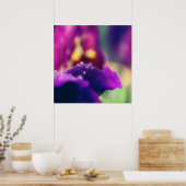 紫色の花の花の花の雨の滴マクロ抽象芸術 ポスター (キッチン)