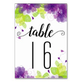 紫色の花の花の花結婚の花 テーブルナンバー (裏面)