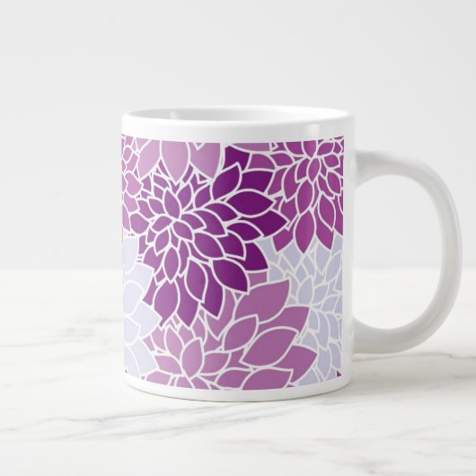 紫色の花の花模様のマグガーリーグ ジャンボコーヒーマグカップ (右)