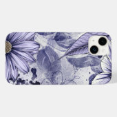 紫色の花の葉の水色手描き Case-Mate iPhoneケース (裏面 (横))