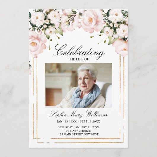 紫色の花の葬儀順 プログラム (正面)