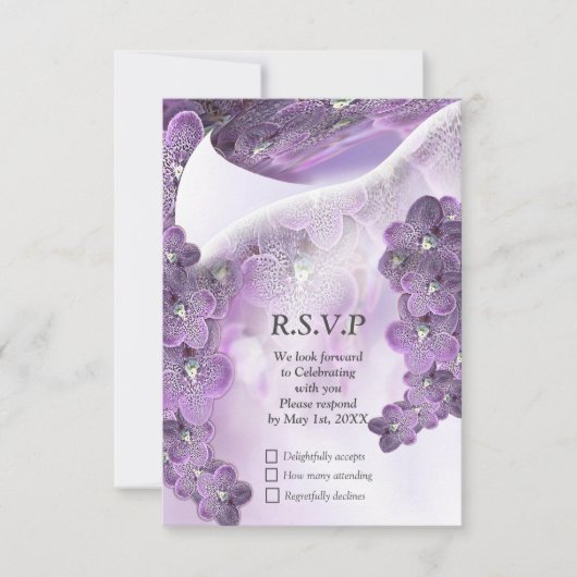 紫色の花の蘭 出欠カード (正面)