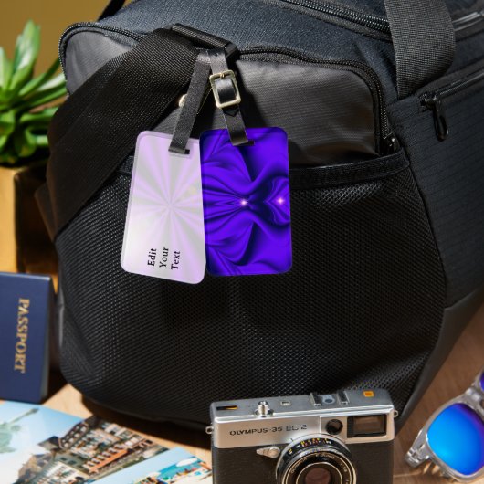 紫色の花の虹の夢、2つの星 ラゲッジタグ (正面&裏面)