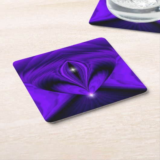 紫色の花の虹の夢、2つ星 スクエアペーパーコースター (アングル)