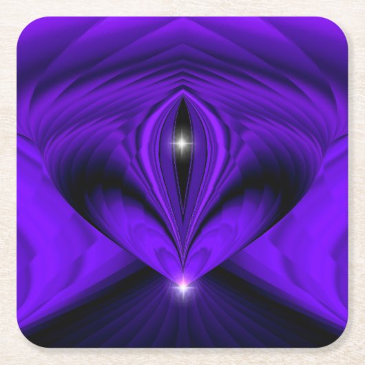 紫色の花の虹の夢、2つ星 スクエアペーパーコースター (正面)