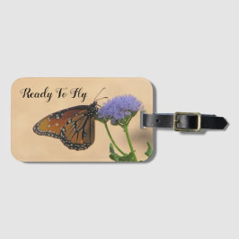 紫色の花の蝶に（昆虫）オオカバマダラ、モナークを飛ぶ準備ができて ラゲッジタグ