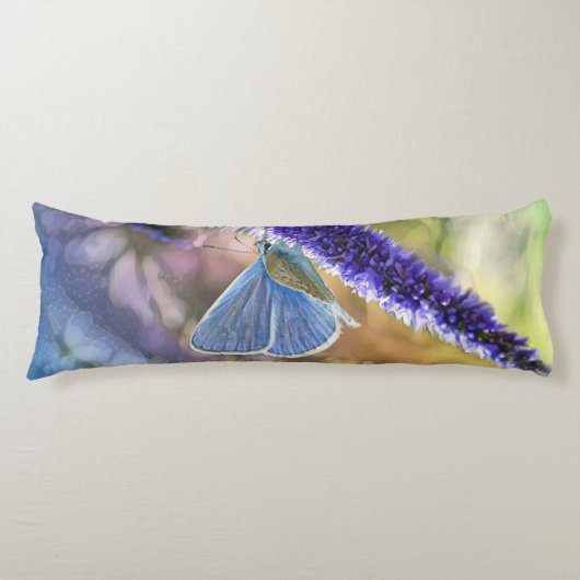 紫色の花の蝶 ボディピロー (正面)