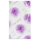 紫色の花の赤ちゃんシャワー スモールペーパーバッグ (裏面)