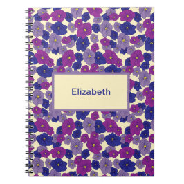 紫色の花の3色の表面パターン ノートブック