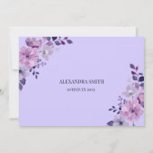 紫色の花のsweet sixteenの誕生日と写真 招待状 (裏面)