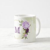 紫色の花は緑離れ色 コーヒーマグカップ (正面右)