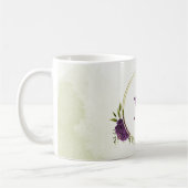 紫色の花は緑離れ色 コーヒーマグカップ (左)