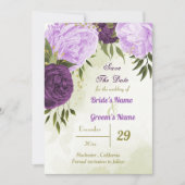 紫色の花は緑離れ色 セーブザデート (正面)