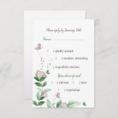 紫色の花は緑離れ色 出欠カード (正面/裏面)