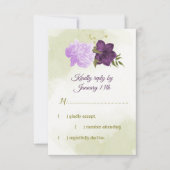 紫色の花は緑離れ色 出欠カード (正面)