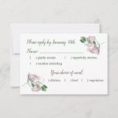 紫色の花は緑離れ色 出欠カード (正面)