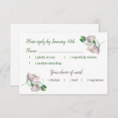 紫色の花は緑離れ色 出欠カード (正面/裏面)