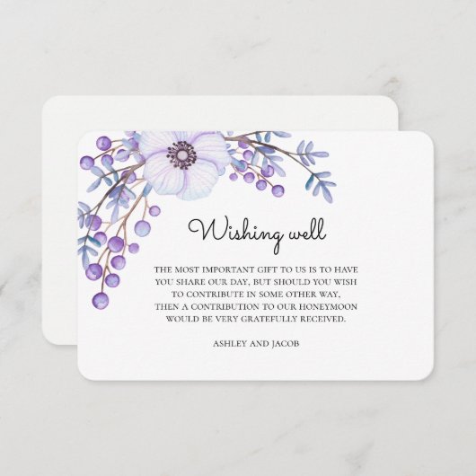紫色の花は良く願っている。フローラ結婚の挿入 エンクロージャーカード (正面/裏面)
