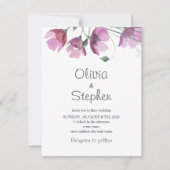 紫色の花を作る。素朴モダン結婚の 招待状 (正面)