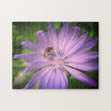 紫色の花を受粉させるミツバチ