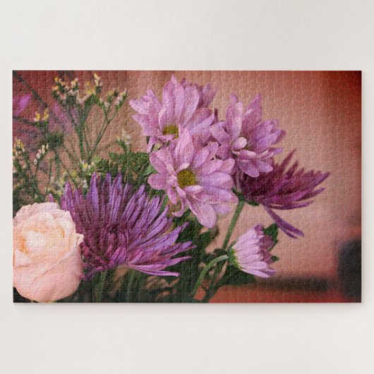 紫色の花を咲かせた ジグソーパズル (横)