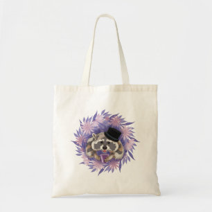 紫色の花を持つアライグマ トートバッグ