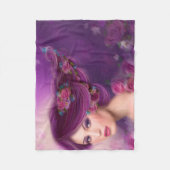 紫色の花を持つファンタジー フリースブランケット (正面)