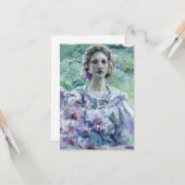 紫色の花を持つ女の子(Robert Reid) カード (正面/裏面インサイチュ)