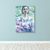 紫色の花を持つ女の子(Robert Reid) キャンバスプリント (インサイチュ (ウッドフロア))